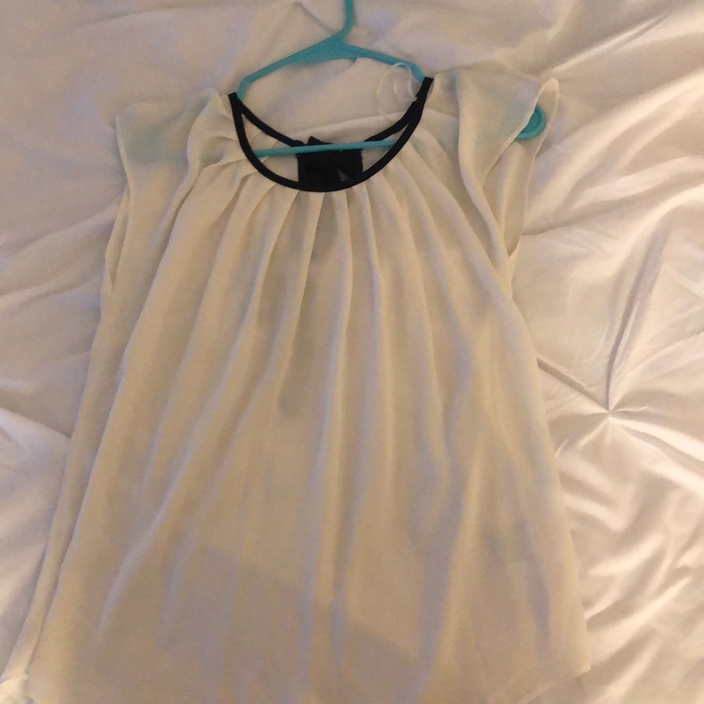 White Sheer blouse with Black Bow